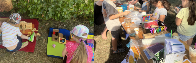 Kinder spielen auf dem Rasen